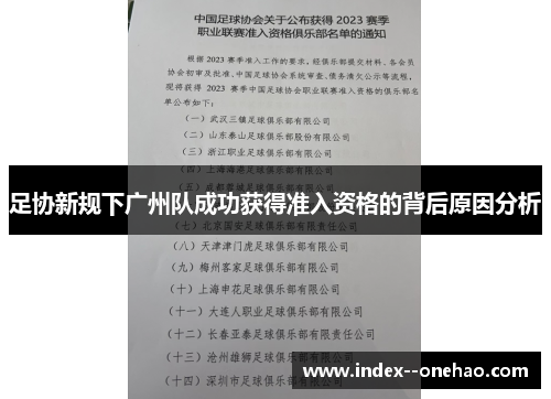 足协新规下广州队成功获得准入资格的背后原因分析